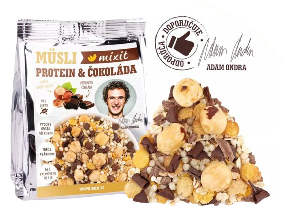 Mixit Proteinové müsli Adama Ondry s čokoládou do kapsy, 60 g