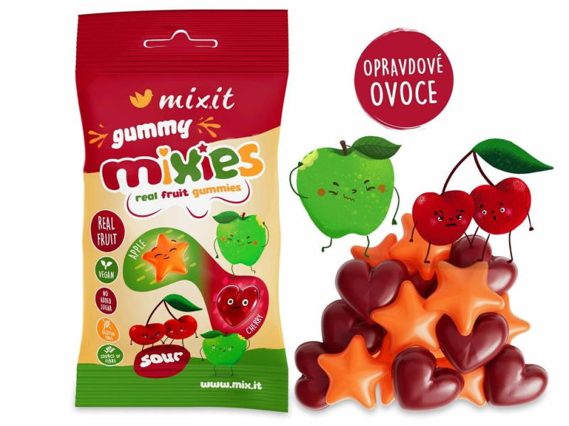 Ovocné Mixies - Jablko a třešeň - přírodní želé bonbóny Mixit
