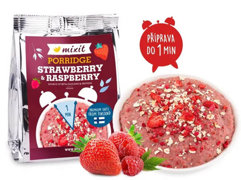 Ovesná kaše Mixit - jahoda a malina, 60 g