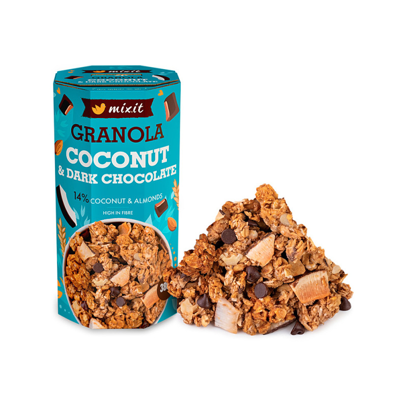 MIXIT Granola z pece kokos a hořká čokoláda 380 g