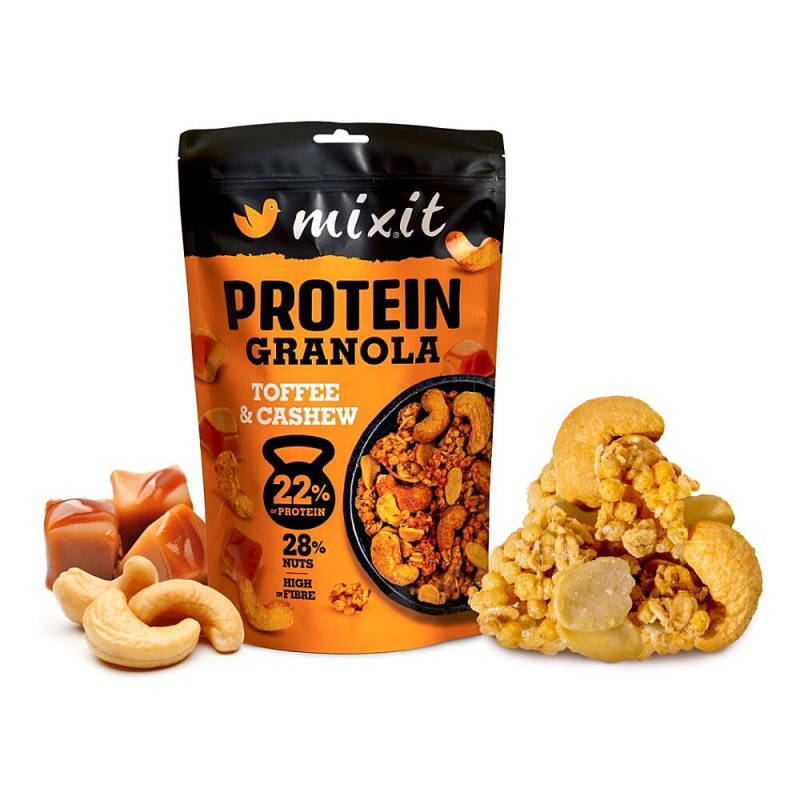 Mixit Proteinová granola z pece - Toffee & kešu, 350 g