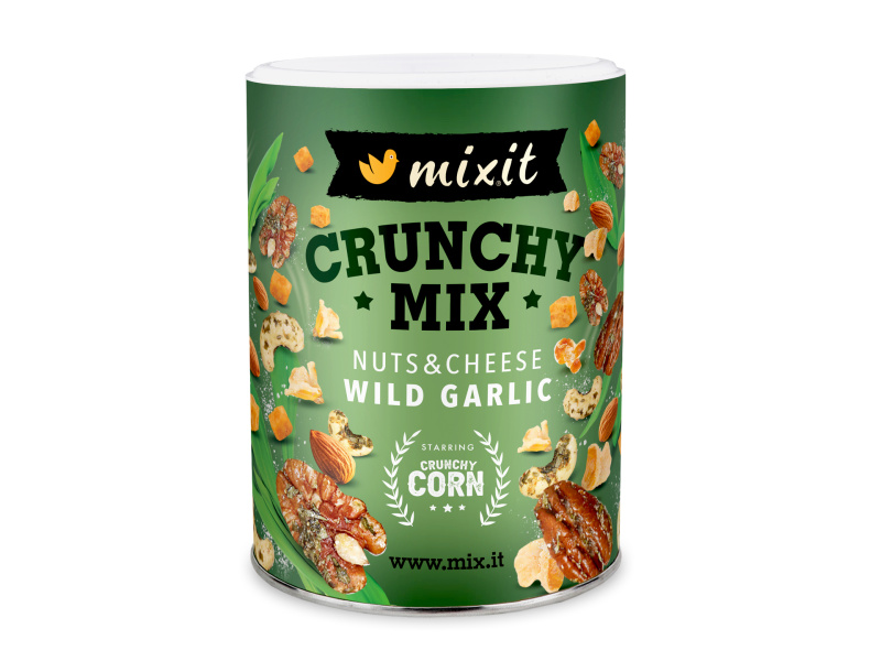 Mixit Crunchy mix - Sýr, crunchy corn a oříšky s medvědím česnekem, 300 g