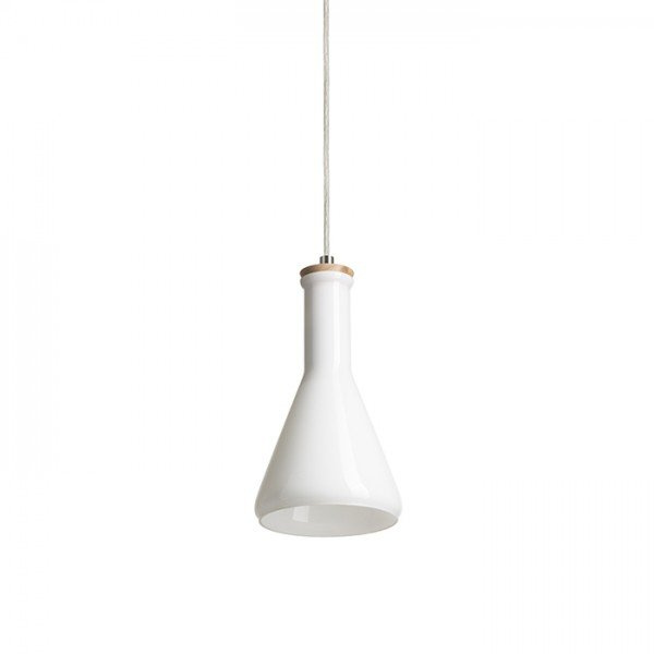 VÝPRODEJ VZORKU PULIRE CON závěsná opálové sklo/dřevo/chrom 230V E14 28W - RED - DESIGN RENDL