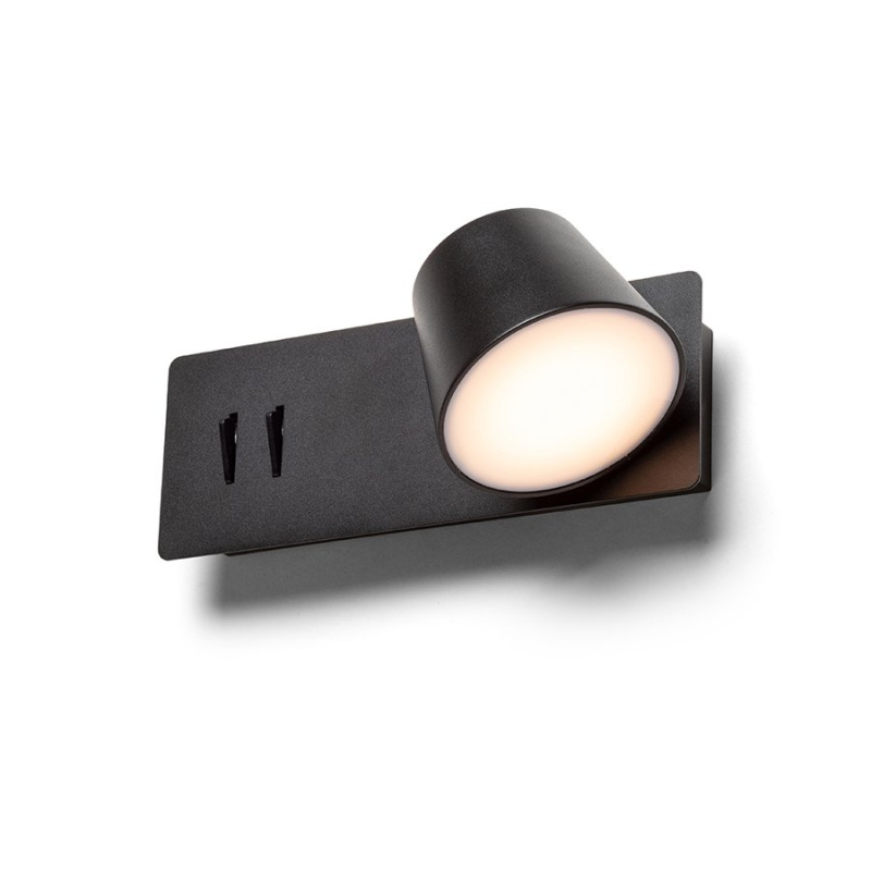 AMADEUS nástěnné svítidlo černé 230V LED 4W 735lm 3000K rocket switch - RED - DESIGN RENDL