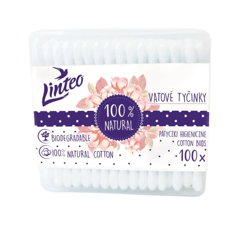 LINTEO Vatové papírové tyčinky BOX 100 ks