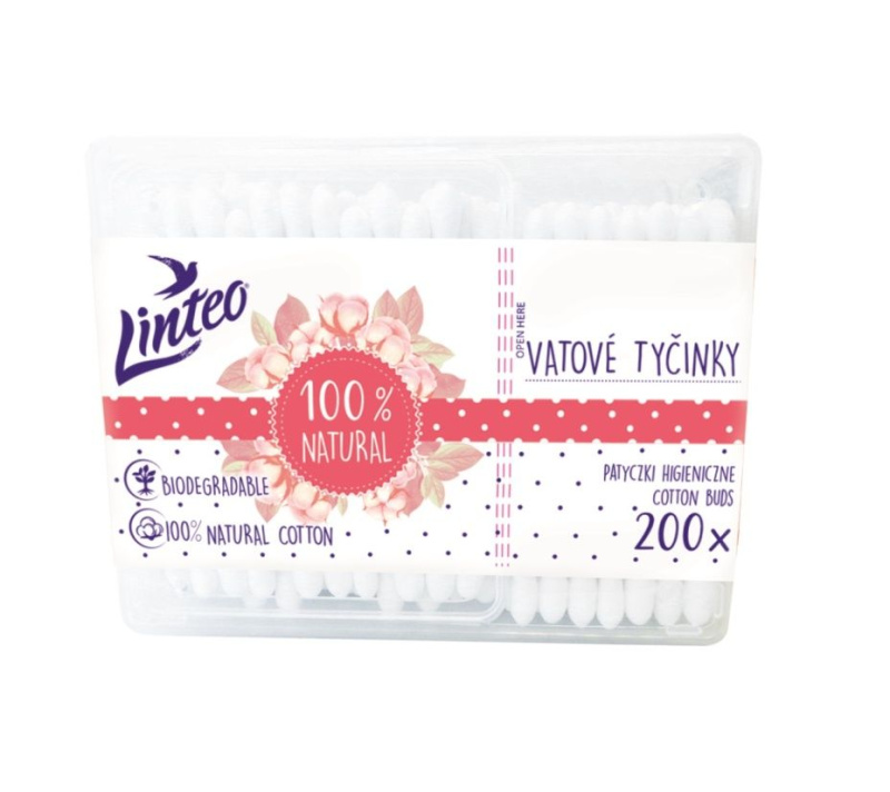 Linteo Natural vatové tyčinky box 200 ks
