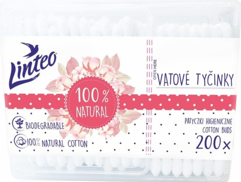 Linteo Natural vatové tyčinky box 200 ks