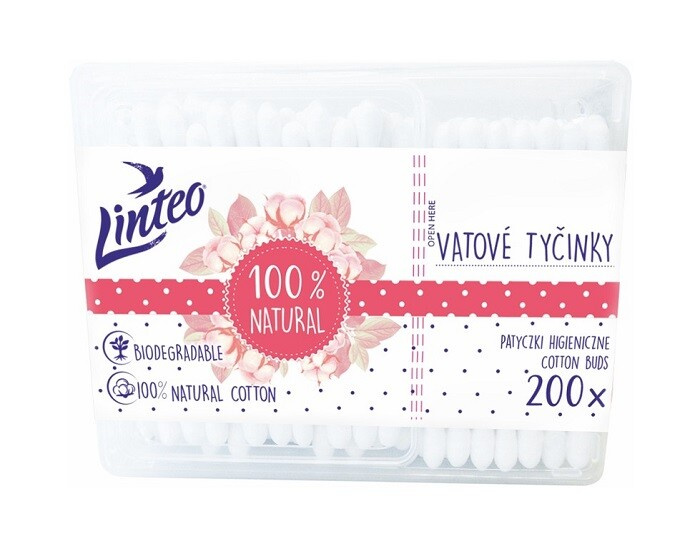 Linteo Natural vatové tyčinky box 200 ks