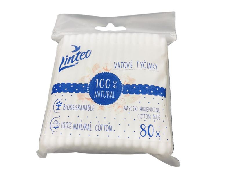 Vatové tyčinky Linteo - papírové, 80ks