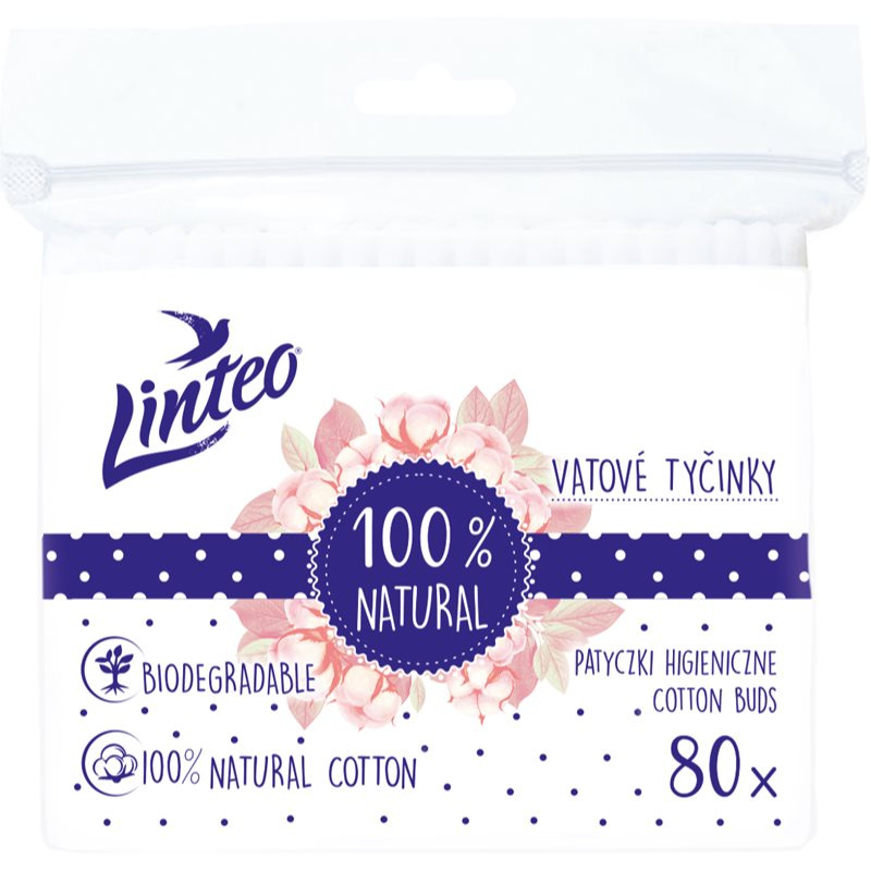 Vatové tyčinky Linteo - papírové, 80ks