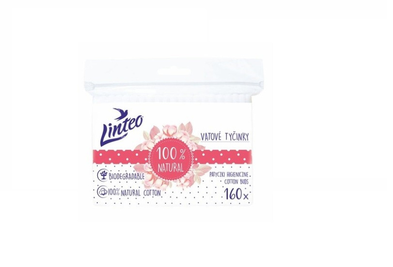 Linteo Natural Cotton Buds vatové tyčinky v sáčku 160 ks