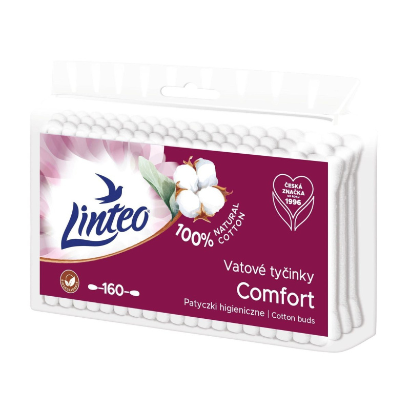 Linteo Natural Cotton Buds vatové tyčinky v sáčku 160 ks