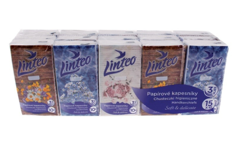 LINTEO Papírové kapesníky 3- vrstvé 15x10 ks