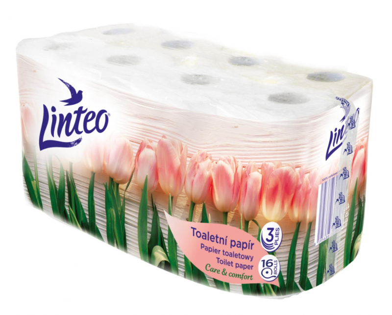 Linteo Toaletní papír bílý 3vrstvý, 16 ks