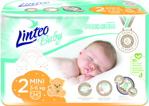 Linteo Baby PREMIUM 2 Mini 3-6 kg dětské plenky 34 ks