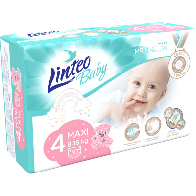 Linteo Baby PREMIUM 4 Maxi 8-15 kg dětské plenky 50 ks