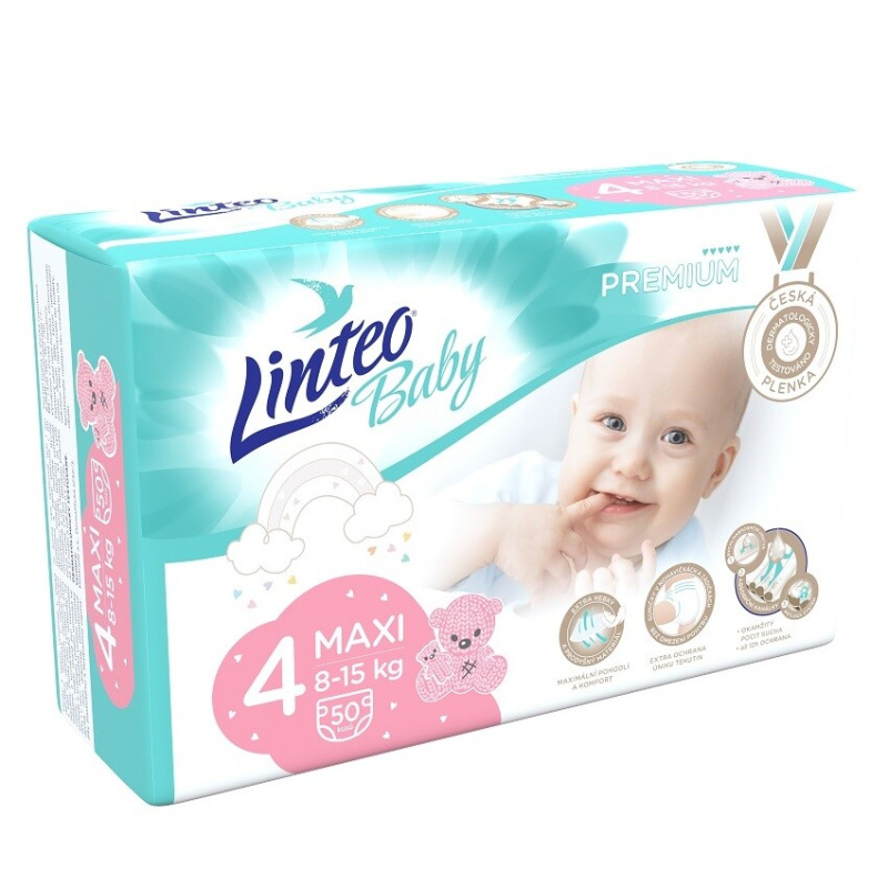 Linteo Baby PREMIUM 4 Maxi 8-15 kg dětské plenky 50 ks