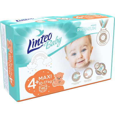 Linteo Baby PREMIUM 4+ Maxi 10-17 kg dětské plenky 46 ks