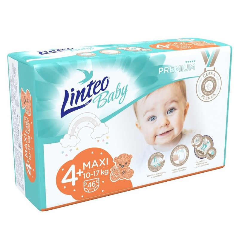 Linteo Baby PREMIUM 4+ Maxi 10-17 kg dětské plenky 46 ks