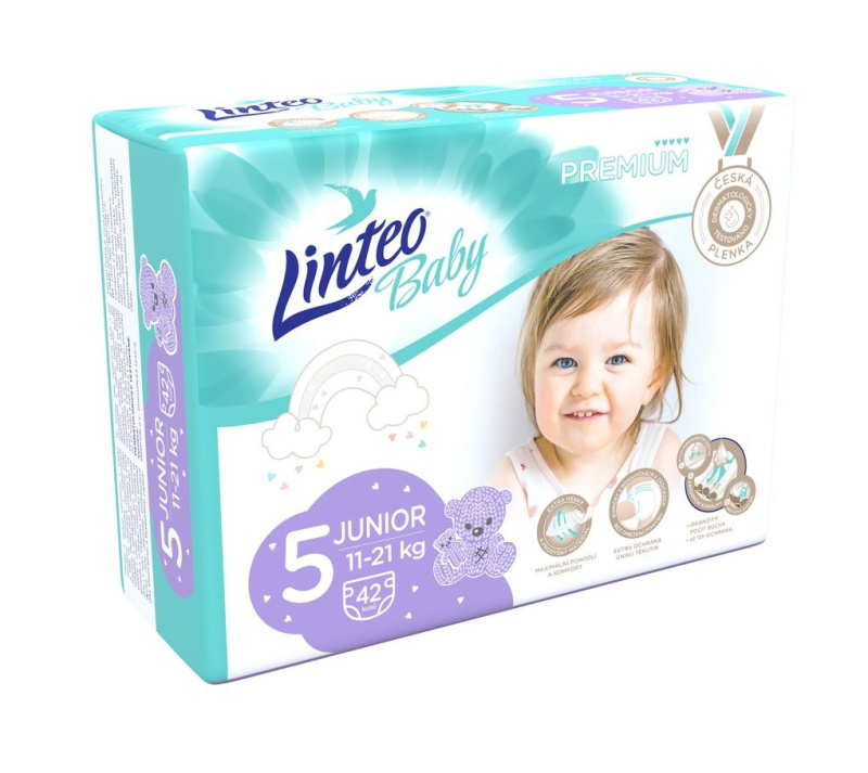 LINTEO Baby Premium Dětské plenky Junior 11-21kg 42 ks