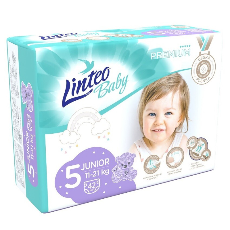 LINTEO Baby Premium Dětské plenky Junior 11-21kg 42 ks