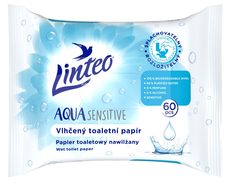 Linteo Aqua Sensitive vlhčený toaletní papír 60 ks