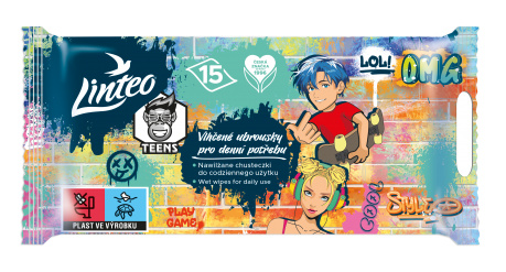 Vlhčené ubrousky Linteo Teens pro denní potřebu – 15 ks