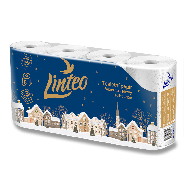 Linteo Den a Noc - toaletní papír - 3vrstvý, návin 15 m, 8 ks
