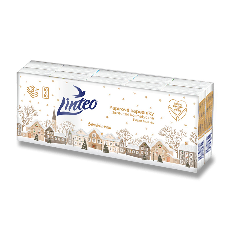 Linteo Den&Noc Papírové kapesníky 3vrstvé 10x10 ks
