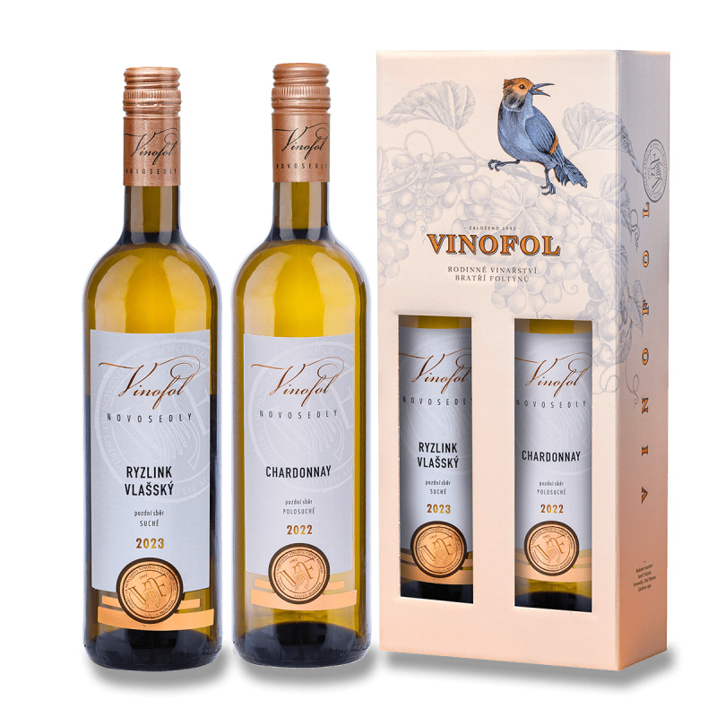 Chardonnay, Ryzlink vlašský - dárkový set vín - 2 x 0,75 l