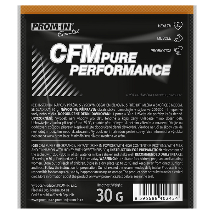 Prom-in CFM Pure Performance 30 g - mléko s medem a skořicí