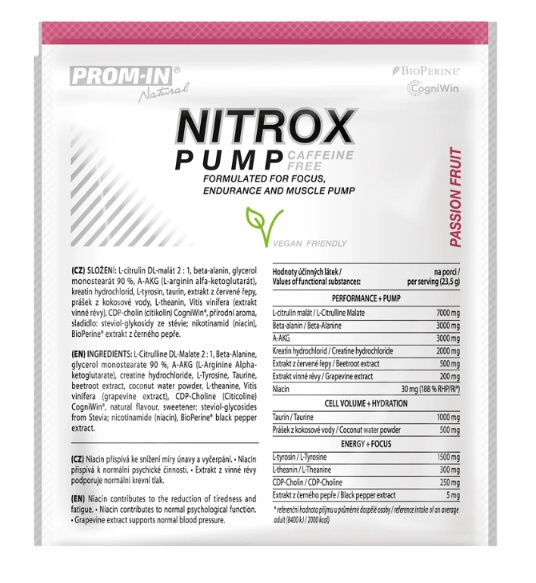 Prom-in Nitrox Pump Caffeine Free Clean 23,5 g - marakuja