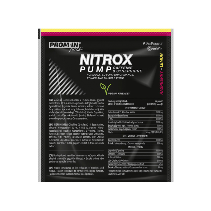 Prom-in Nitrox Pump Caffeine and Synephrine 22,5 g - malina/citron