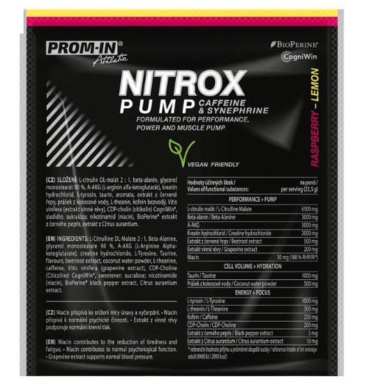 Prom-in Nitrox Pump Caffeine and Synephrine 22,5 g - malina/citron