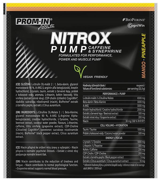 Prom-in Nitrox Pump Caffeine and Synephrine 22,5 g - mango/ananas