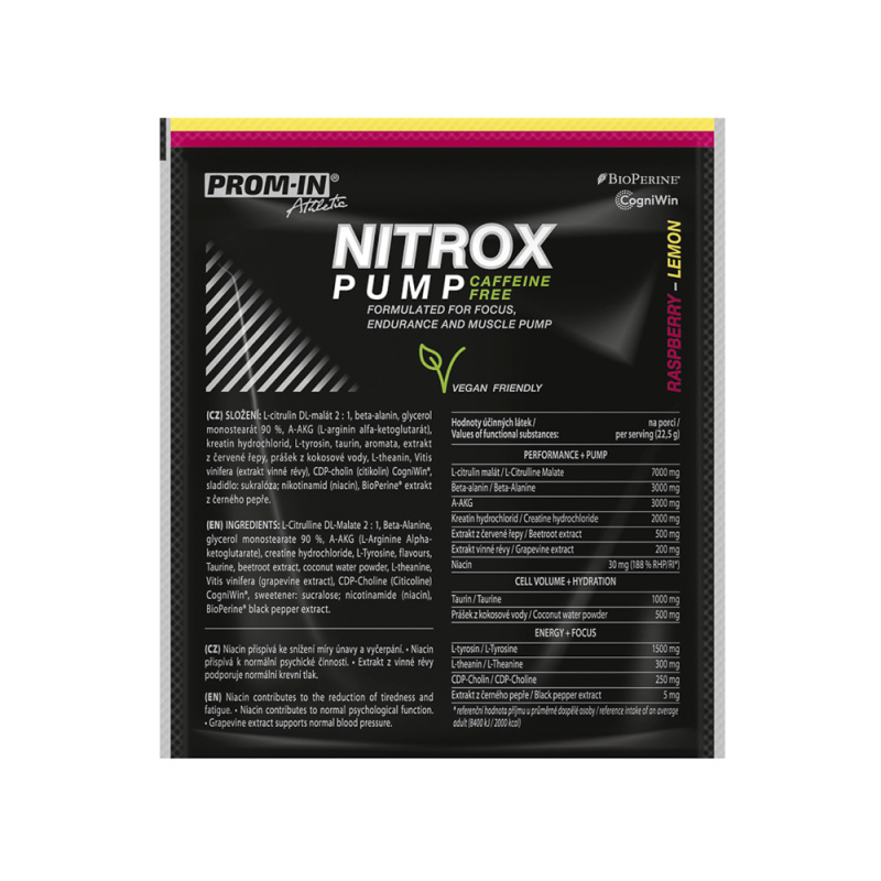 Prom-in Nitrox Pump Caffeine Free 22,5 g - malina/citron