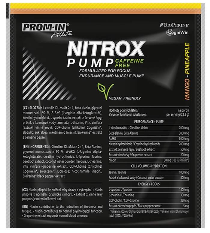 Prom-in Nitrox Pump Caffeine Free 22,5 g - mango/ananas
