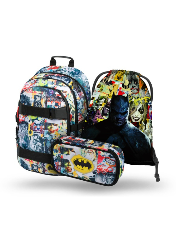 BAAGL 3 SET Skate Batman Comics: batoh, penál, sáček