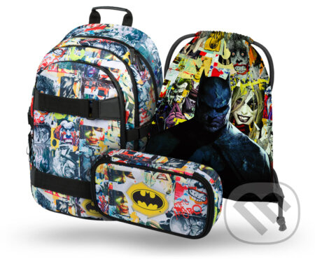 BAAGL 3 SET Skate Batman Comics: batoh, penál, sáček