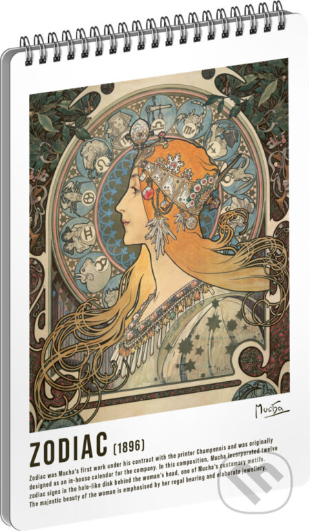 Spirálový blok Alfons Mucha - Zodiac, linkovaný