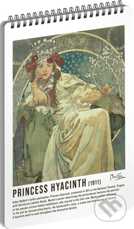 Spirálový blok Alfons Mucha - Princezna, linkovaný