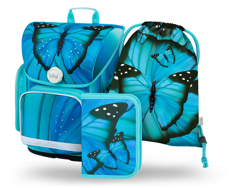 BAAGL SET 3 Ergo Butterfly: aktovka, penál, sáček
