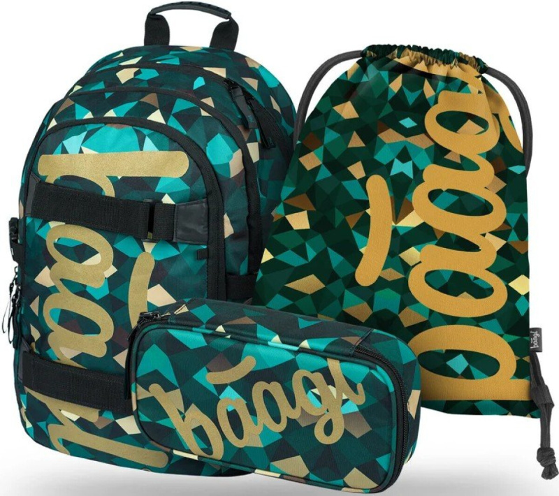 BAAGL 3 SET Skate Polygon: batoh, penál, sáček