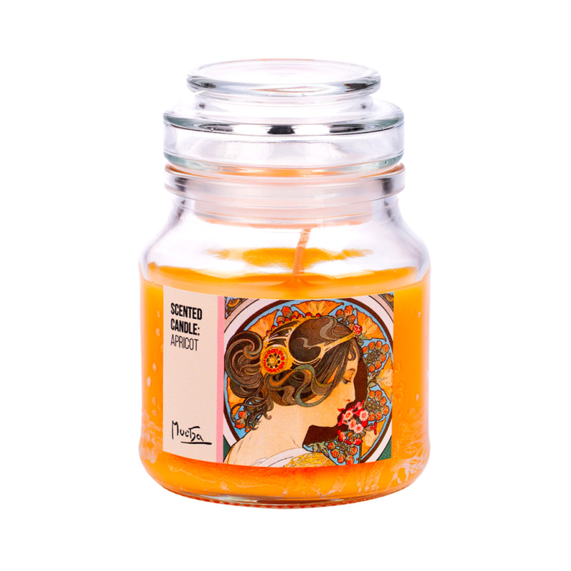 Scented candle: Apricot - Mucha - Primrose (vonná svíčka, vůně meruňka)