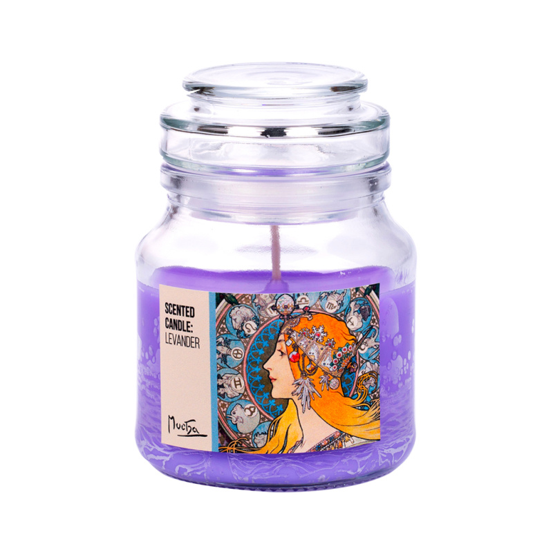 Scented candle: Levander - Mucha - Zodiak (vonná svíčka, vůně levadule)
