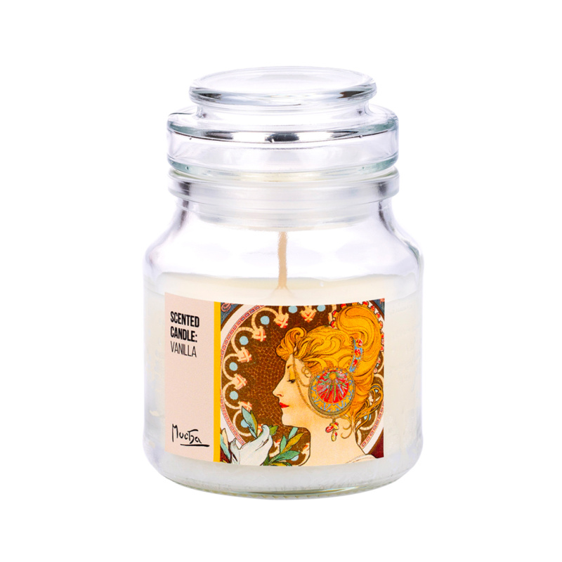 Scented candle: Vanilla - Mucha - Feather (vonná svíčka, vaniková vůně)