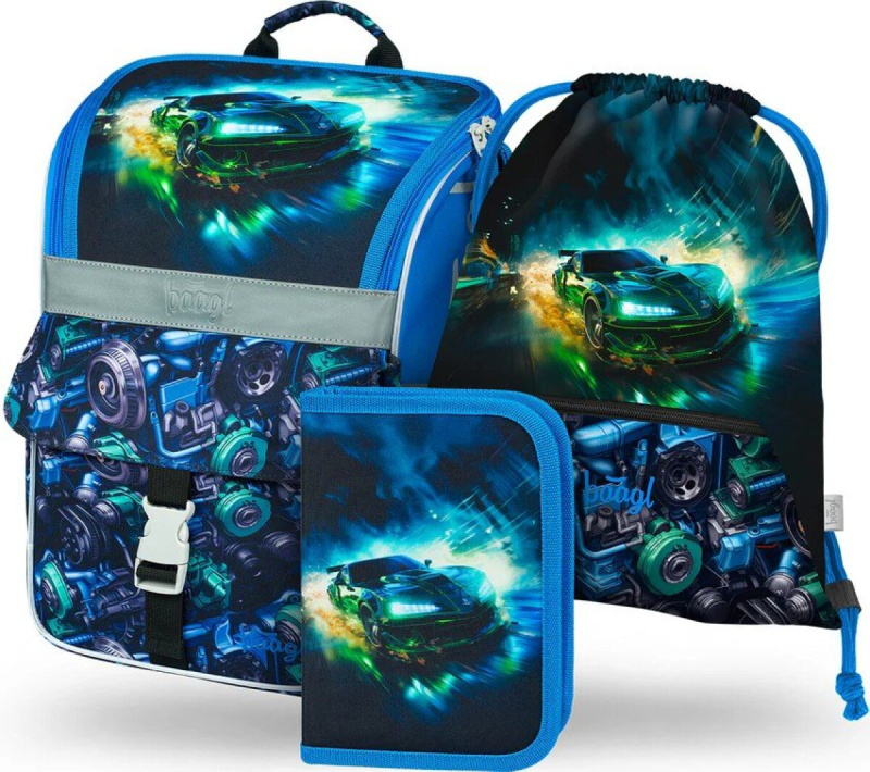 BAAGL 3 SET Zippy Závodní auto: aktovka, penál, sáček