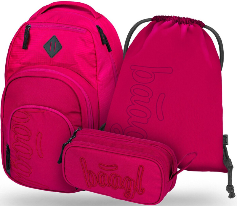 BAAGL 3 SET Coolmate Ruby: batoh, penál, sáček