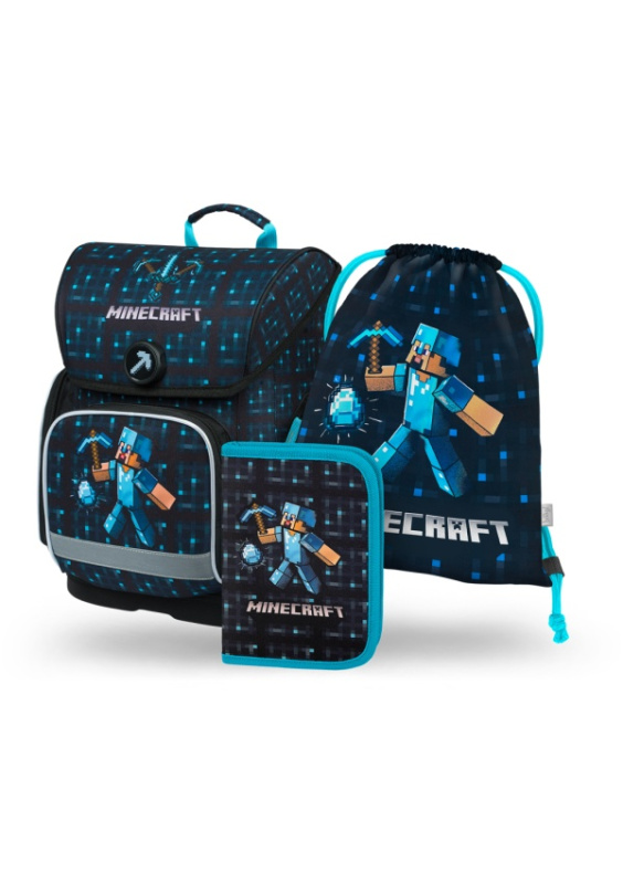BAAGL 3 SET Ergo Minecraft Blue Axe: aktovka, penál, sáček Presco Group