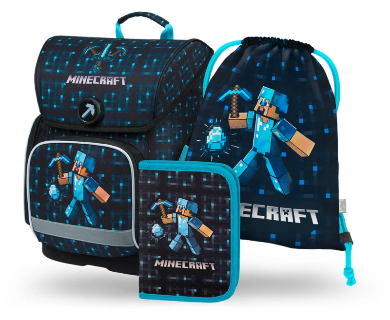 BAAGL 3 SET Ergo Minecraft Blue Axe: aktovka, penál, sáček Presco Group